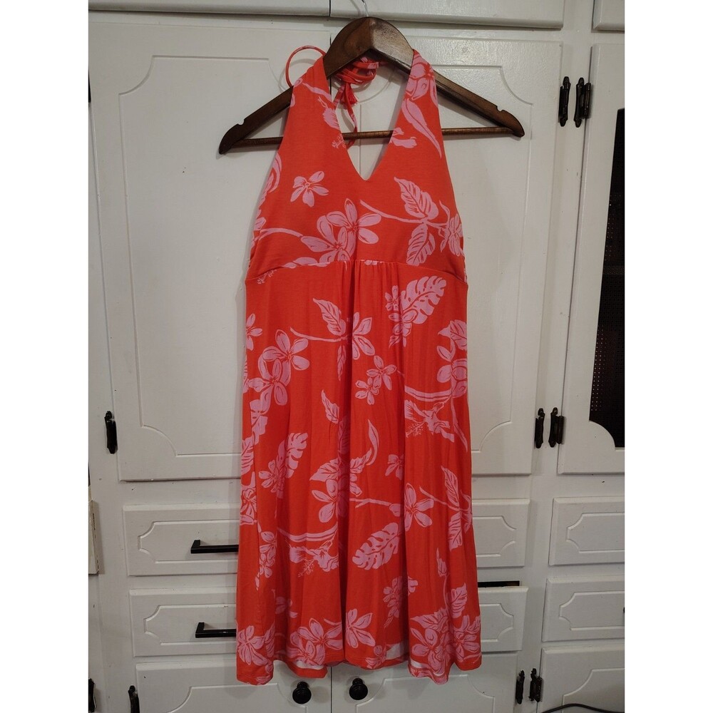 Tommy Bahama Halter Top Mini Dress Floral Women's Medium M Orange